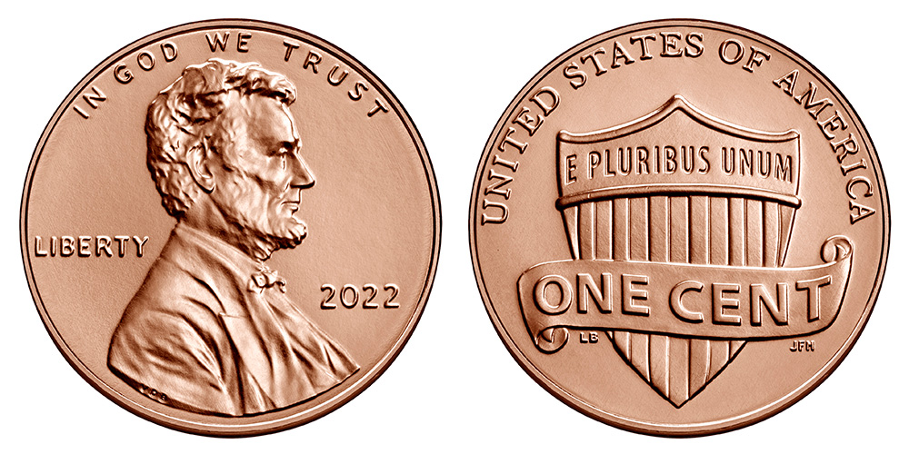 U.S. Mint facility or freshly struck 2022 Lincoln cents illustrating the massive production scale of 2022 pennies